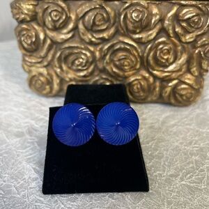 Vintage 80’s Bold Blue Swirl Earrings